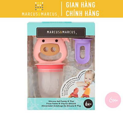 Túi nhai ăn dặm chống hóc silicon kèm gặm nướu và nắp làm kem cho bé Marcus & Marcus, từ 6 tháng - Pokey