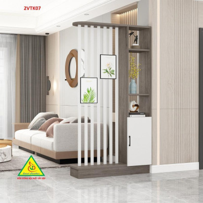 Tủ kệ trang trí kiêm vách ngăn phòng khách , nhà bếp 2VTK07 - Nội thất lắp ráp Viendong Adv