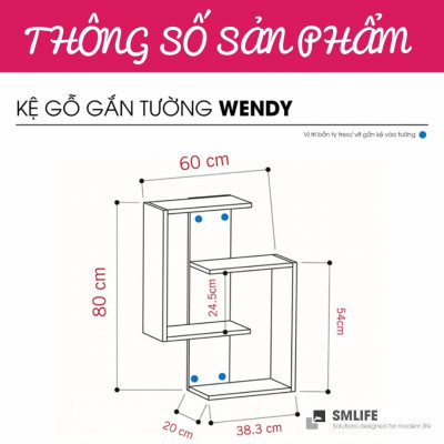 Kệ gỗ trang trí phòng khách gia đình SMLIFE Wendy