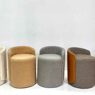 Ghế trang điểm đôn tròn nệm vải lông cừu cao cấp Ghế đệm ngồi bàn phấn đẹp CS0927