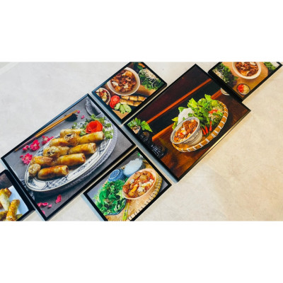 Tranh treo tường bún chả trang trí nhà hàng, quán ăn tặng kèm đinh 3 chân