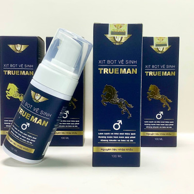 Chai xịt bọt vệ sinh nam giới True Man, 100ml, Kingphar, kháng khuẩn, nấm, khử hôi