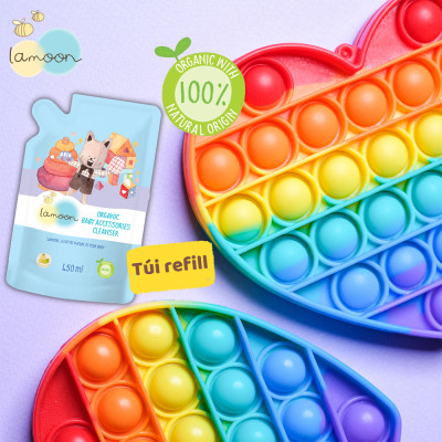 Xịt khuẩn đồ chơi Organic an toàn cho bé Lamoon - Túi 450ml Refill