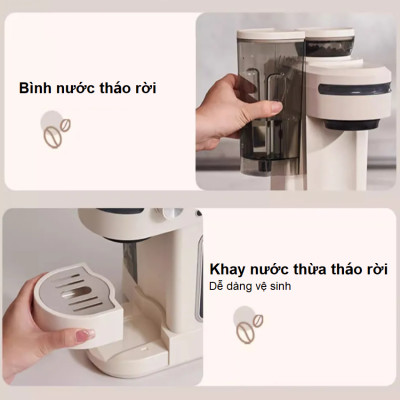Máy pha cà phê bán tự động 3 trong 1 tích hợp xay cà phê 15 chế độ thương hiệu Mỹ cao cấp HiBREW H14 - Hàng Nhập Khẩu