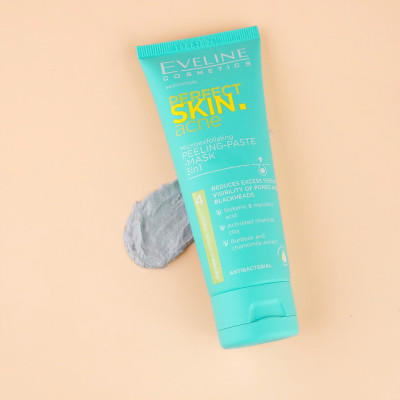 Tẩy da chết Eveline Perfect Skin Acne sạch sâu, kháng khuẩn và ngừa mụn 75ml_Tặng kèm mặt nạ Daliv