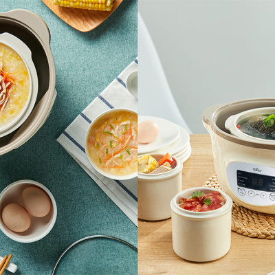 Nồi Ninh, Hấp, Nấu Cháo, Nấu Đồ Ăn Dặm Cho Bé 6 Trong 1 BEAR SUBE002 Có Lồng Hấp Dung Tích 1.6L Công Suất 200W - Hàng Chính Hãng - Hàng Chính Hãng