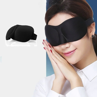 Bịt Che Mắt Ngủ 3D Kèm Bịt Tai Văn Phòng, Trên Xe Ô tô, Máy Bay, Thoáng Khí, Mềm Mại Cho Giấc Ngủ Ngon, Mặt Nạ Ngủ. Du Lịch Dã Ngoại Phượt Thiền MÀU ĐEN