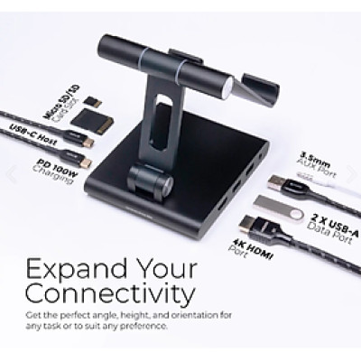 Cổng Chuyển Đổi Mazer Infinite Multimedia 8-in-1 USB-C & Tablet Stand - hàng chính hãng