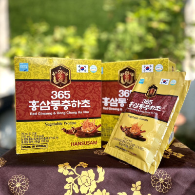 Nước hồng sâm Đông trùng hạ thảo hộp 70ml*20 gói - Quà tặng sức khỏe mọi nhà