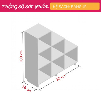 Giá sách bằng gỗ thiết kế tiện lợi SMLIFE Bangus