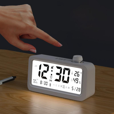 [ Tặng kèm pin ] Đồng hồ Báo thức Thông minh decor ánh sáng Đèn ngủ - Tích hợp Nhiệt kế ,Độ ẩm kế Đa năng
