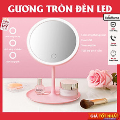 Gương Để Bàn Đèn LED Gương Cảm Ứng Để Bàn Trang Điểm，Gương Có 3 Chế Độ Sáng - Giao màu ngẫu nhiên