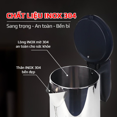 Bình đun siêu tốc OSAKA inox 304 KT-1820 - Hàng chính hãng