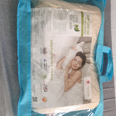 Gối nằm Cao Su Thiên Nhiên  Honey Nơ Vạn Thành 38x53x10cm-Êm ái-đàn hồi.