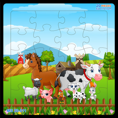 05 bộ tranh xếp hình 20 mảnh size 17x17cm – đồ chơi trí tuệ cho bé từ 2 tuổi – Combo Động vật dễ thương 2