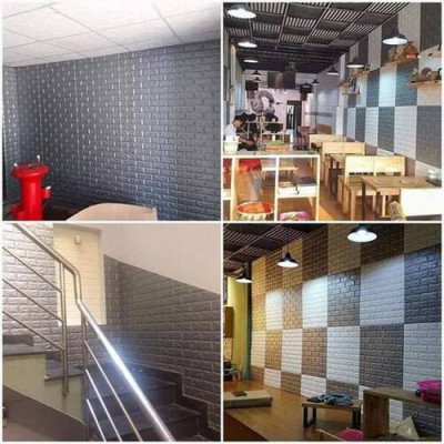 Bộ 10 Tấm Xốp Dán Tường 3D Giả Gạch Xám 70cmx77cm