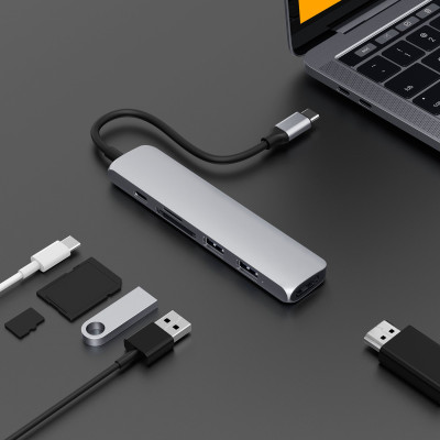 Cổng Chuyển Hyper HyperDrive Bar 6-in-1 USB-C Hub (HD22E) For Macbook, Ipad Pro 2018, PC & Devices - Hàng Chính Hãng