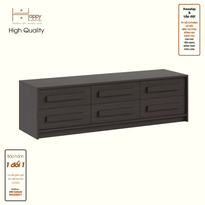 HAPPY FURNITURE , Tủ lưu trữ 6 ngăn kéo - RUBEL, THK_259, 160cm x 45cm x 46cm DxRxC
