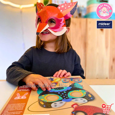 Đồ Chơi Stem Thiết Kế Mặt Nạ Giấy Hình Động Vật 3D cho bé - Animal Paper Masks Mideer