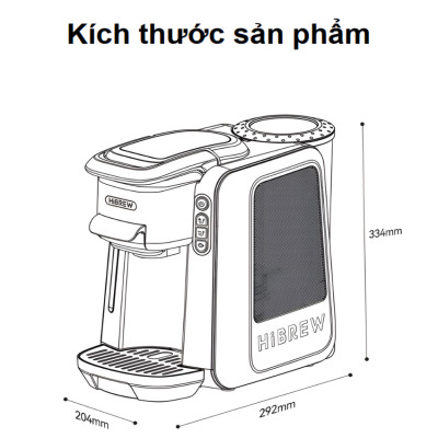 Máy pha cà phê 4 trong 1, Espresso, Viên Nén Nespresso, Nescafe Dolcegusto, Kcup thương hiệu Mỹ cao cấp HiBREW H6 - Hàng Nhập Khẩu