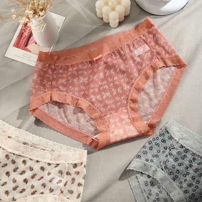 Combo 5 Quần Lót Nữ Voan Hoa Nhí Vintage – Lưng Cao, Big Size 2354