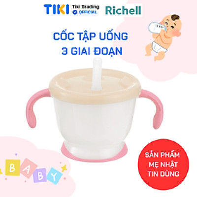 Cốc tập hút, tập uống 3 giai đoạn cho bé RICHELL Nhật AQ phiên bản châu Á | Baby 6m+ 150ml