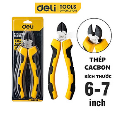 Kìm Cắt Dây Điện Deli Cao Cấp Chính Hãng - Chất Liệu Thép Cacbon Siêu Bền - Tay Cầm Chống Trượt Tiện Dụng