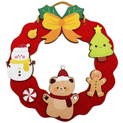 Bảng Gỗ Treo Tường Trang Trí Giáng Sinh - Bách Mộc - Noel Gấu