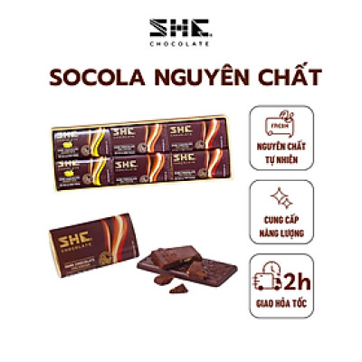 Hộp 6 thanh socola đen nguyên chất - SHE Chocolate - Hộp 48g - Quà tặng giàu chất dinh dưỡng, bổ sung năng lượng. Quà tặng sức khỏe, quà tặng người thân, dịp lễ, thích hợp ăn vặt