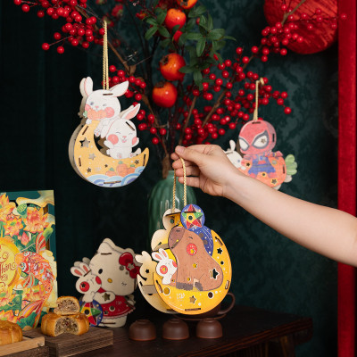 Lồng Đèn Gỗ Trung Thu Mẫu Mới 2024 Lalamoon - Bộ Kit DIY Tự Vẽ và Làm Đèn Trông Trăng - Lalala Baby