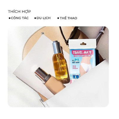 Combo Bao Quần Lót Miễn Giặt Tiện Lợi TRAVEL-MATE Nữ, 5 Cái/Bao Size M: Vòng mông: 84 - 94 cm