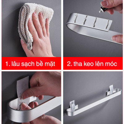 Thanh treo khăn tắm quần áo bằng nhôm dán tường Hobby Home Decor KN1