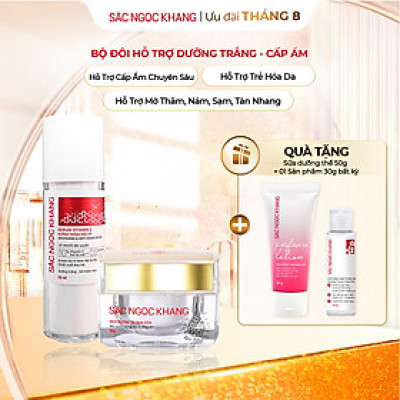 Bộ đôi cấp ẩm, dưỡng trắng da Sắc Ngọc Khang: Serum C dưỡng trắng 30ml + Kem dưỡng da ban đêm 30g