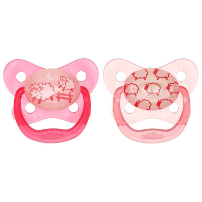 [ PV12006 - Hồng ] Set 2 ty ngậm phát sáng dạ quang Prevent chỉnh nha, chống vẩu Dr.Brown