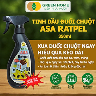 Tinh Dầu Xua Đuổi Chuột Greenhome, ASA Rapel, Chai 350ml, Thảo Mộc, An Toàn Cho Người Và Vật Nuôi
