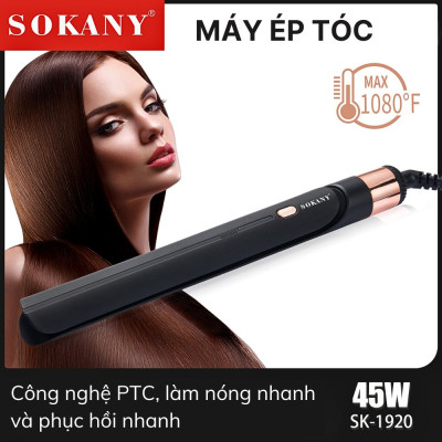 Máy duỗi ép là uốn tóc SOKANY SK-1920 công suất 45W, làm nóng nhanh, là tóc, ép tóc siêu thẳng - HÀNG CHÍNH HÃNG 