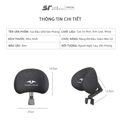 Gối Tựa Đầu Ghế Văn Phòng, Gối Kê Cổ Cao Su Non, Ngàm Khóa Cố Định Trên Ghế Giảm Mỏi Vai Gáy- Sairui