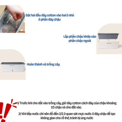 Chậu trồng cây tự tưới hình chữ nhật MONROVIA SC06, chất liệu PP cao cấp, phù hợp trồng hoa, rau