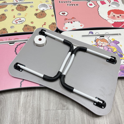 Bàn Học Gấp Gọn Có Khe Để Điện Thoại, Máy Tính Bảng, Khay Để Ly - Hàng Loại 1 (Giao ngẫu nhiên)