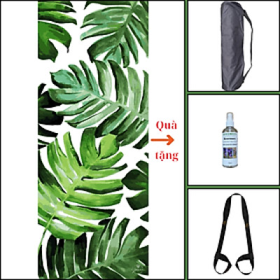 Thảm tập yoga chính hãng Yvonne, Monsteria Leaf (TẶNG KÈM 3 PHẦN QUÀ), dày 6mm bề mặt nhám, siêu bám, chống trơn trượt, ưa mồ hôi