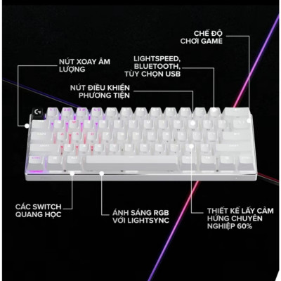 Bàn phím cơ Gaming Logitech G Pro X 60 LightSpeed - Hàng Chính Hãng - Bảo Hành 24 Tháng