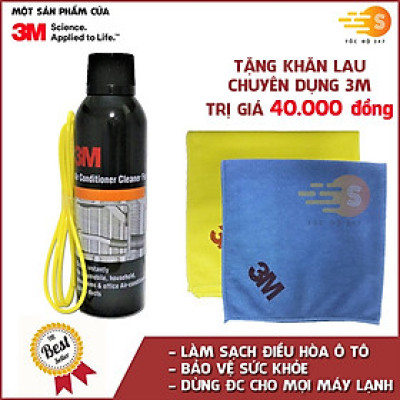 Chai xịt vệ sinh hệ thống điều hòa ô tô 3M 3M-ACC tặng khăn lau ô tô chuyên dụng 3M màu ngẫu nhiên