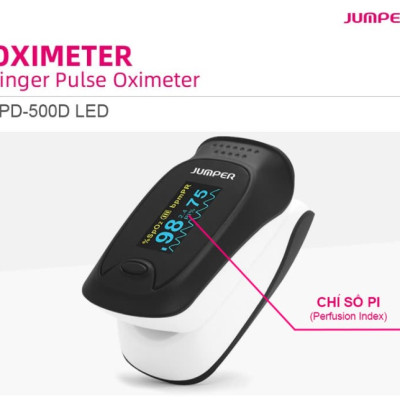 Máy đo nồng độ oxy máu SPO2 và nhịp tim, chỉ số PI Jumper JPD-500D (Chứng nhận FDA hoa kỳ)