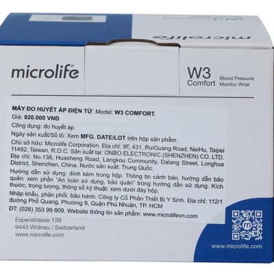 Máy Đo Huyết Áp Cổ Tay Microlife W3 COMFORT
