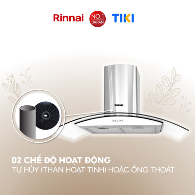 Máy hút mùi 90cm Rinnai RH-C139-GC than hoạt tính và ống thoát 260W - Hàng chính hãng.
