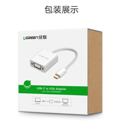 Ugreen UG50511CM140TK 10CM màu Trắng Bộ chuyển đổi TYPE C sang VGA vỏ bọc nhựa cao cấp - HÀNG CHÍNH HÃNG