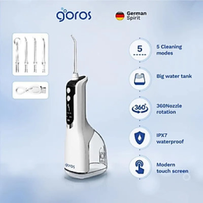 Máy Tăm Nước Cầm Tay GOROS Aqua 360 Water Flosser (Màu Trắng) - Hàng Chính Hãng
