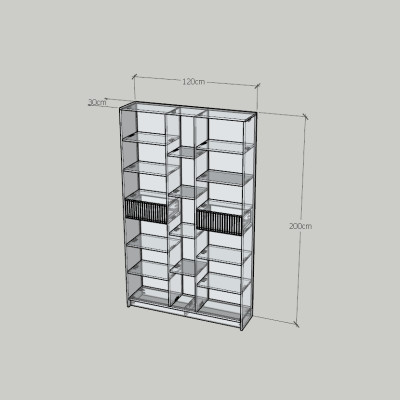 HAPPY FURNITURE , Kệ lưu trữ 2 ngăn kéo - NAMI, KSA_073 , 120cm x 30cm x 200cm DxRxC