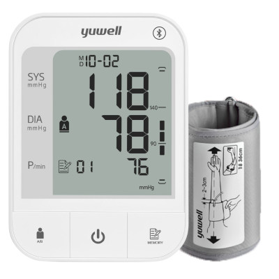 Máy đo huyết áp điện tử bắp tay chính hãng YUWELL YE670CR - Có chức năng Bluetooth - Pin sạc 300 lần đo - Bảo hành 5 năm.