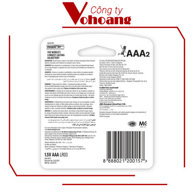 Pin Energizer Max E92 BP2 AAA 1.5V LR03